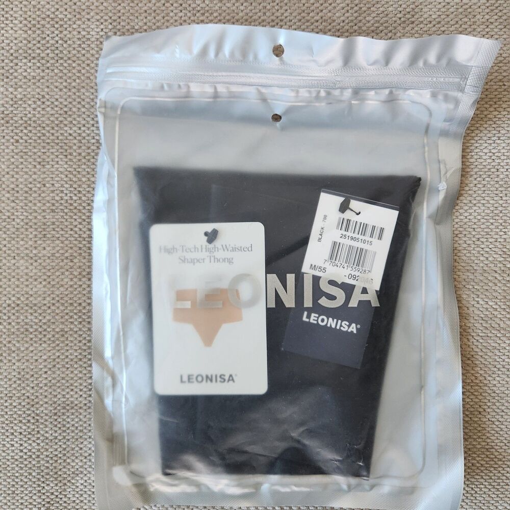 Leonisa Women's M Black High Tech Firm High Waisted Shaper Thong NWT
